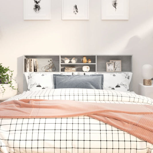 811884 vidaXL Headboard Cabinet Concrete Grey 180x19x103,5 cm