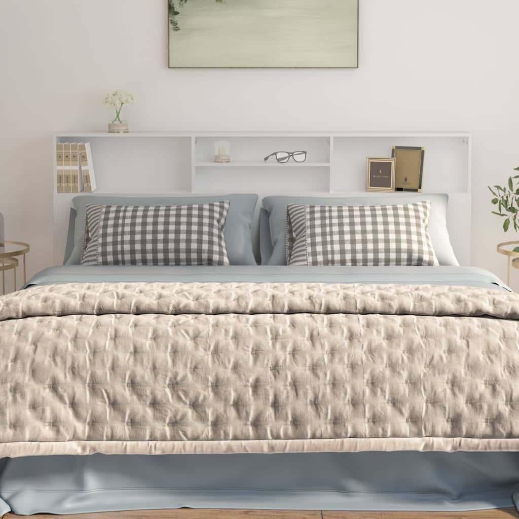 vidaXL Headboard Cabinet White 200x19x103.5 cm