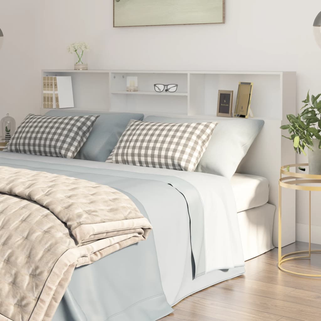 vidaXL Headboard Cabinet White 200x19x103.5 cm