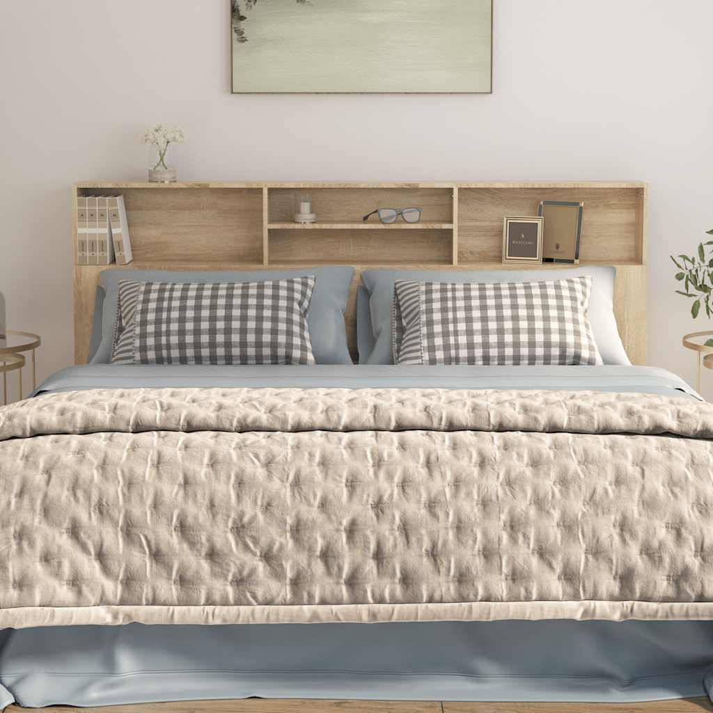 vidaXL Headboard Cabinet Sonoma Oak 200x19x103,5 cm Engineered Wood