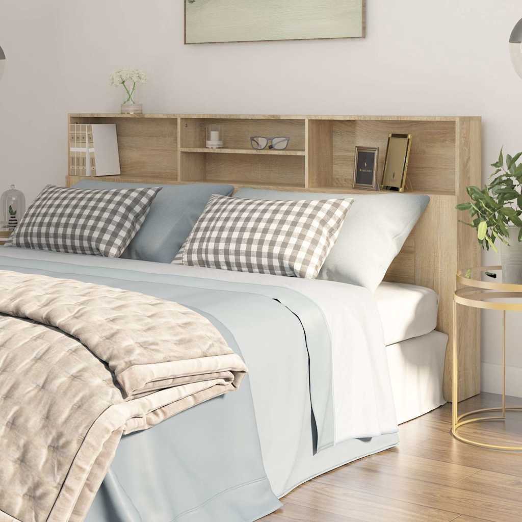 vidaXL Headboard Cabinet Sonoma Oak 200x19x103,5 cm Engineered Wood