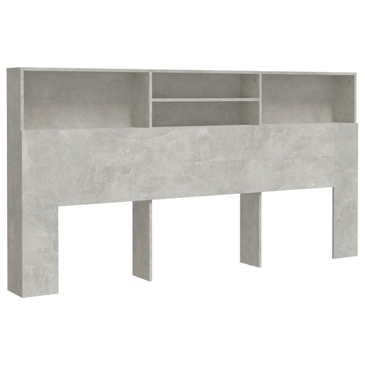 811893 vidaXL Headboard Cabinet Concrete Grey 200x19x103,5 cm