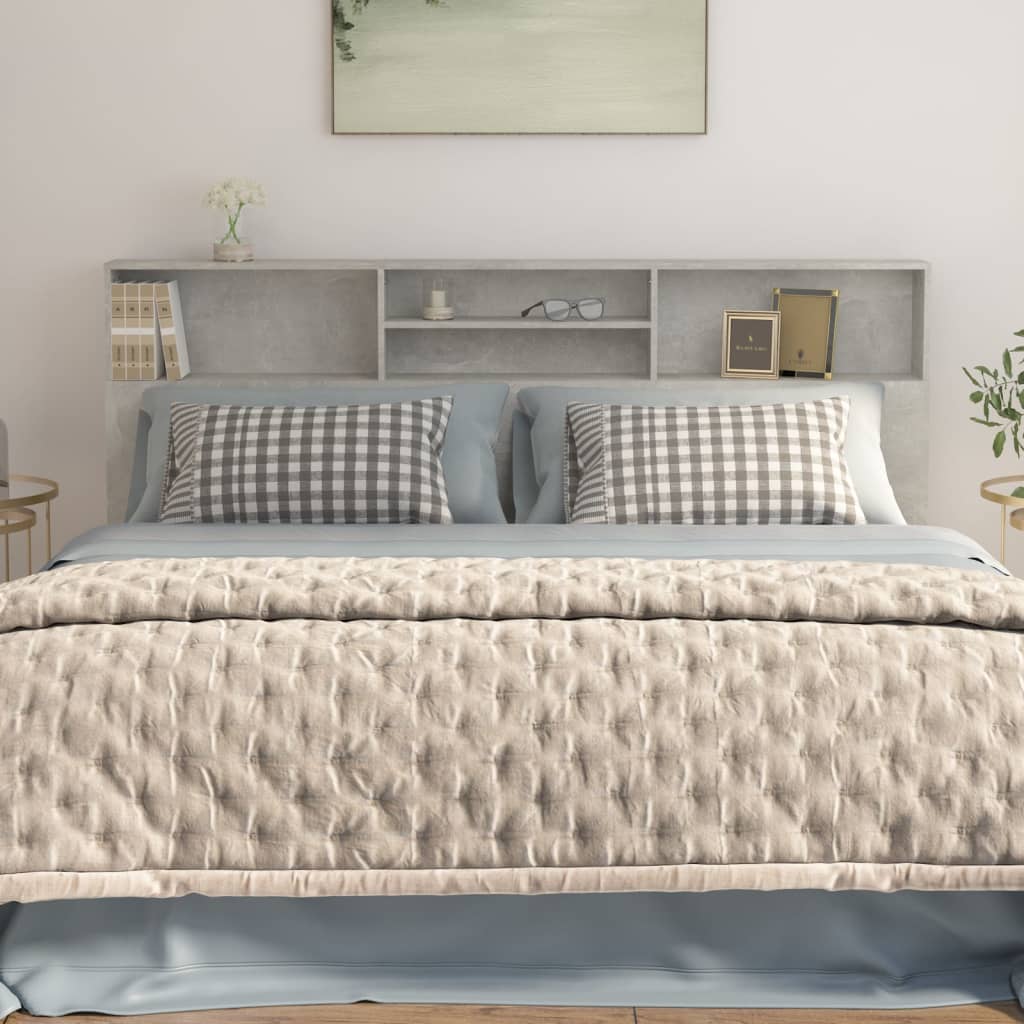 vidaXL Headboard Cabinet Concrete Grey 200x19x103.5 cm