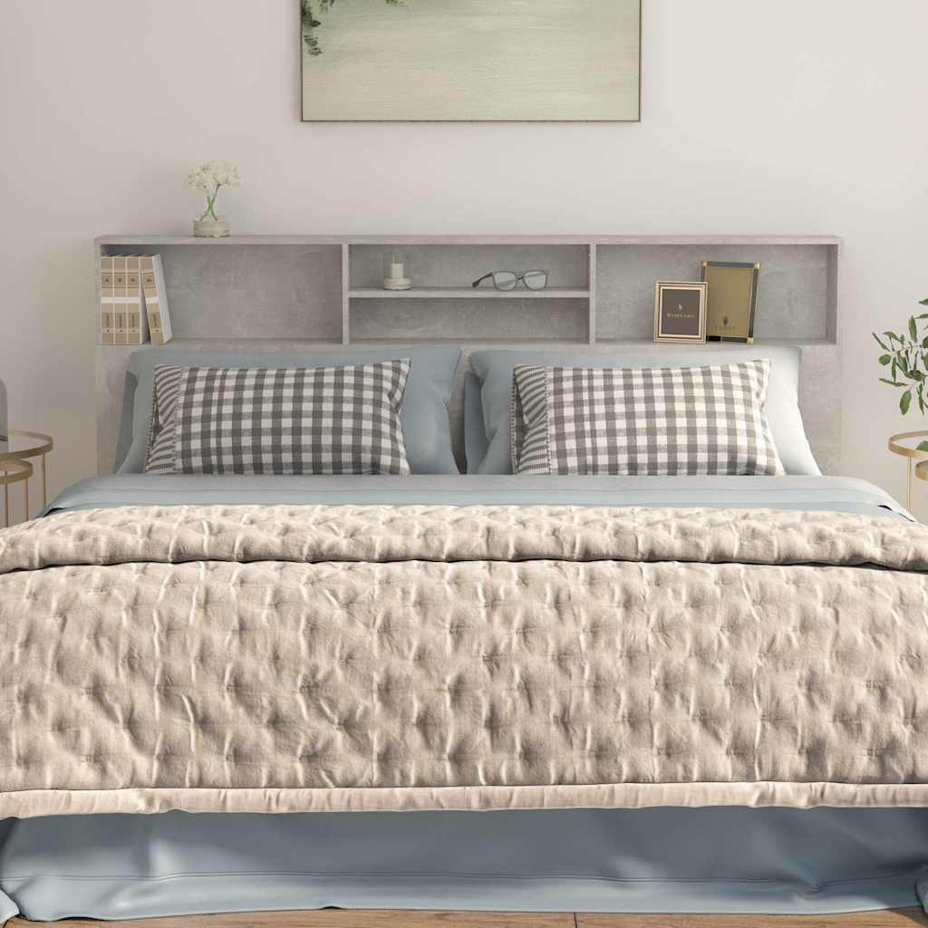 811893 vidaXL Headboard Cabinet Concrete Grey 200x19x103,5 cm