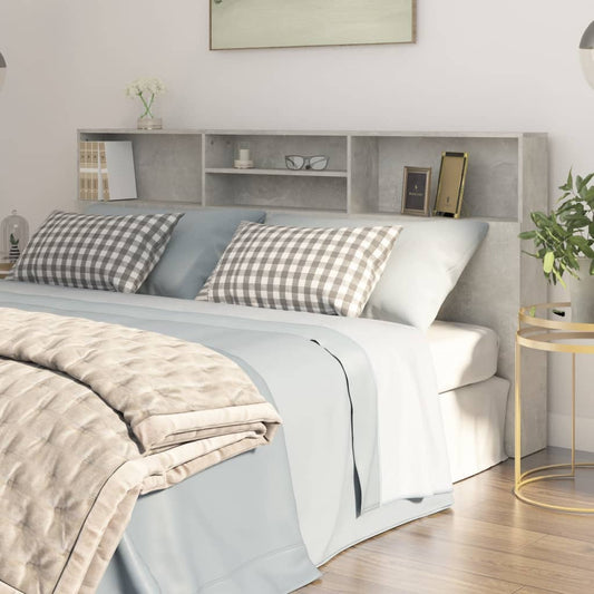811893 vidaXL Headboard Cabinet Concrete Grey 200x19x103,5 cm