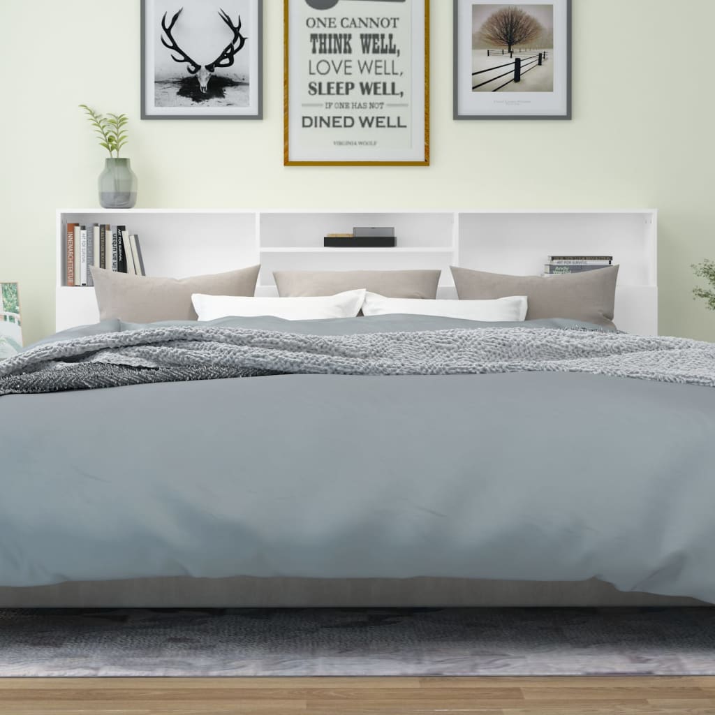 vidaXL Headboard Cabinet White 220x19x103.5 cm