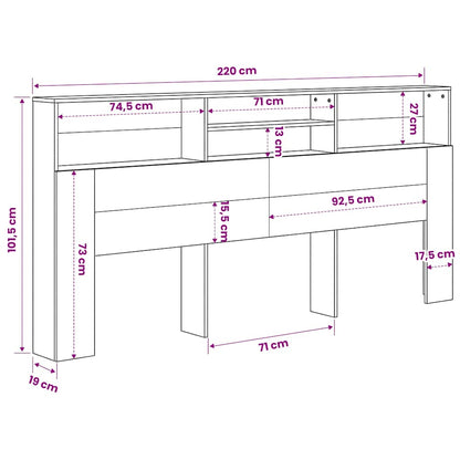 vidaXL Headboard Cabinet White 220x19x101.5 cm