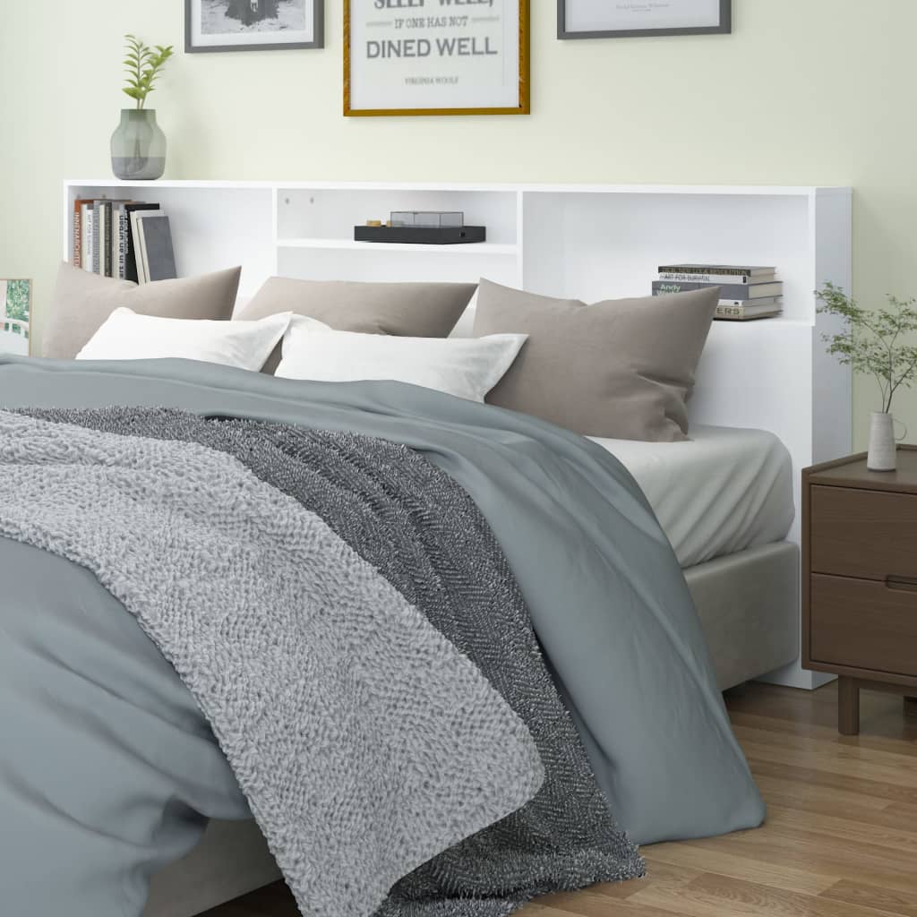 vidaXL Headboard Cabinet White 220x19x103.5 cm