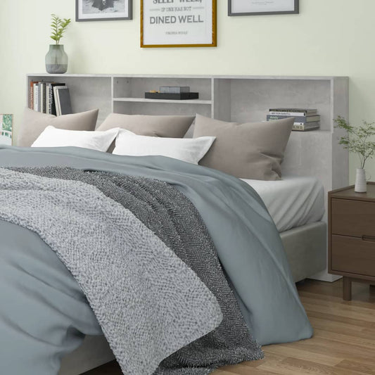 811902 vidaXL Headboard Cabinet Concrete Grey 220x19x103,5 cm
