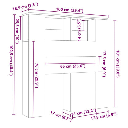 vidaXL Headboard Cabinet | White | Engineered wood | Large | Headboard Cabinet