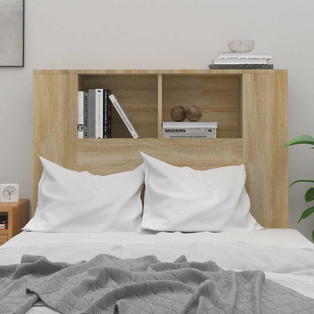 vidaXL Headboard Cabinet | Sonoma oak | Engineered wood | Medium | Bed Headboard