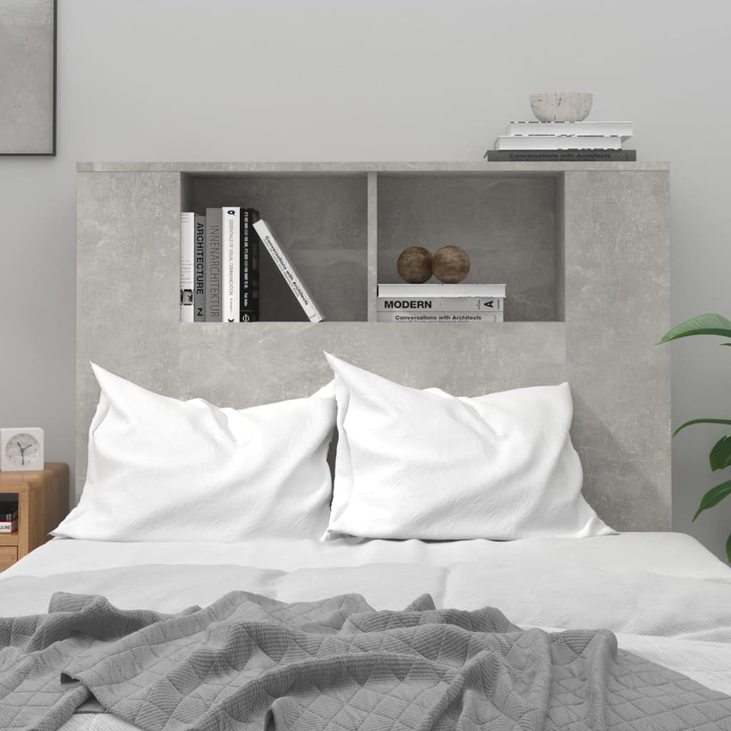 vidaXL Headboard Cabinet | Concrete grey | Engineered wood | Medium