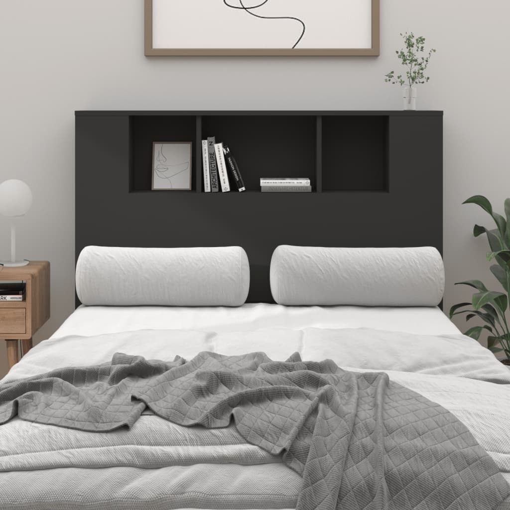 vidaXL Headboard Cabinet Black 120x18.5x102.5 cm