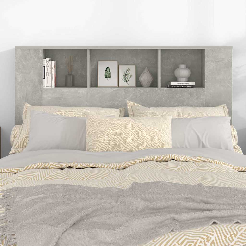 vidaXL Headboard Cabinet Concrete Grey 140x18,5x104,5 cm