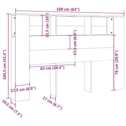 vidaXL Headboard Cabinet White 160x18.5x104.5 cm