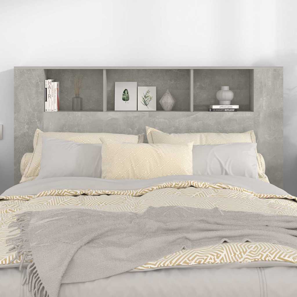 vidaXL Headboard Cabinet Concrete Grey 160x18,5x104,5 cm