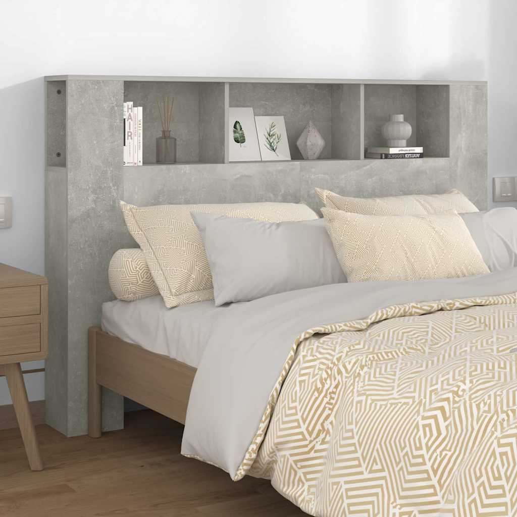 vidaXL Headboard Cabinet Concrete Grey 160x18,5x104,5 cm