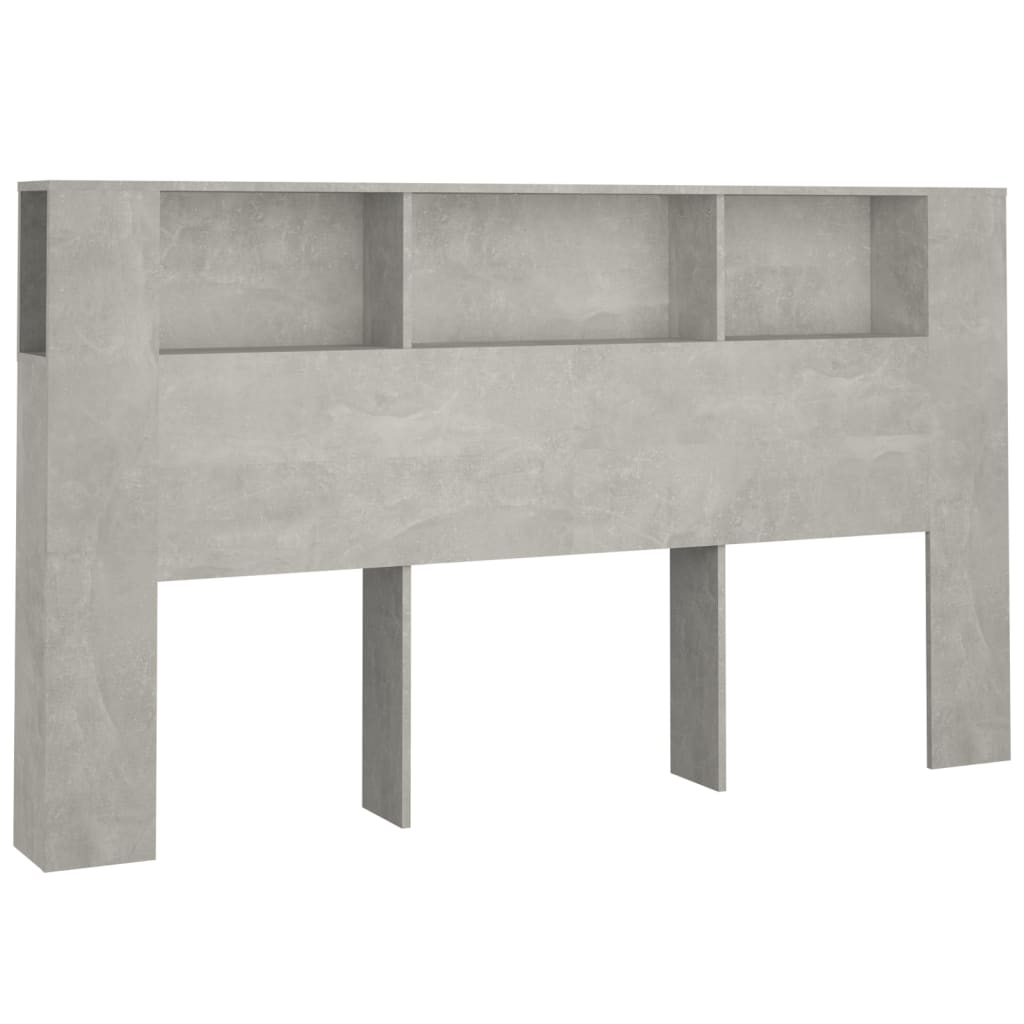 vidaXL Headboard Cabinet | Concrete Grey | Engineered Wood | Large