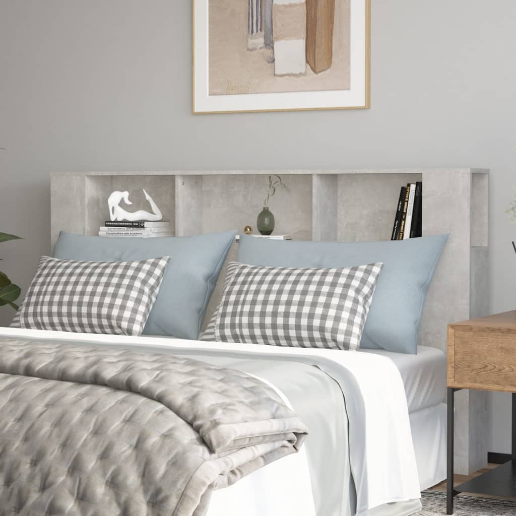 vidaXL Headboard Cabinet | Concrete Grey | Engineered Wood | Large