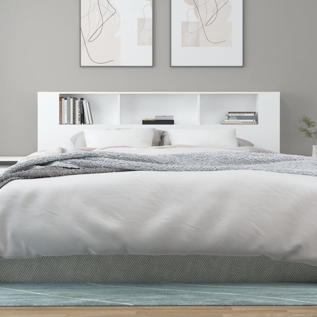 vidaXL Headboard Cabinet White 200x18.5x104.5 cm