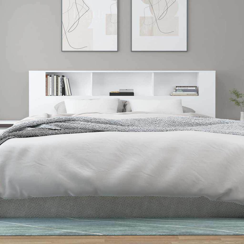 811952 vidaXL Headboard Cabinet White 200x18,5x104,5 cm