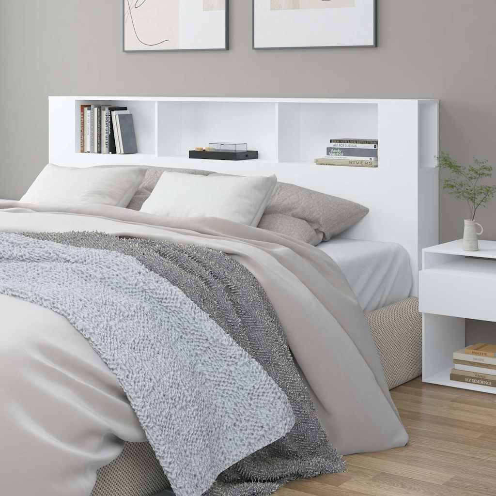 811952 vidaXL Headboard Cabinet White 200x18,5x104,5 cm