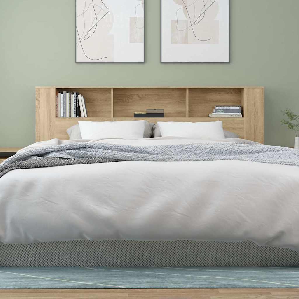 vidaXL Headboard Cabinet Sonoma Oak 200x18,5x104,5 cm Engineered Wood