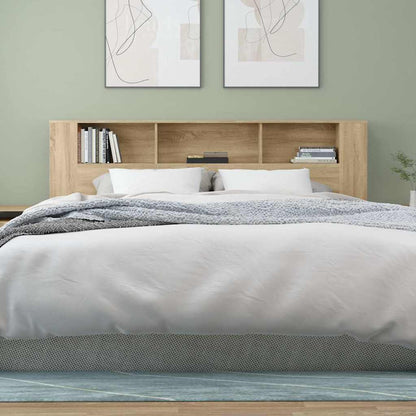 vidaXL Headboard Cabinet Sonoma Oak 200x18,5x104,5 cm Engineered Wood