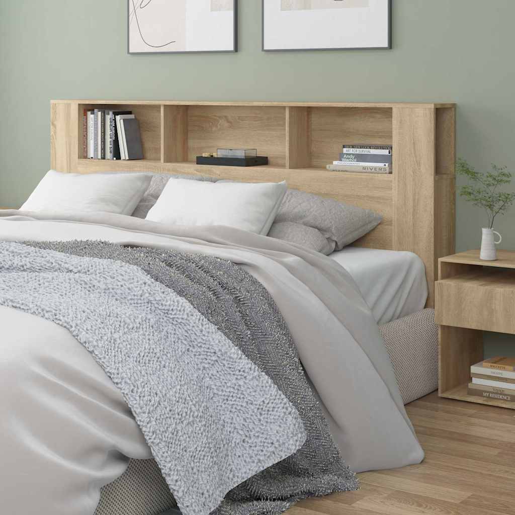 vidaXL Headboard Cabinet Sonoma Oak 200x18,5x104,5 cm Engineered Wood