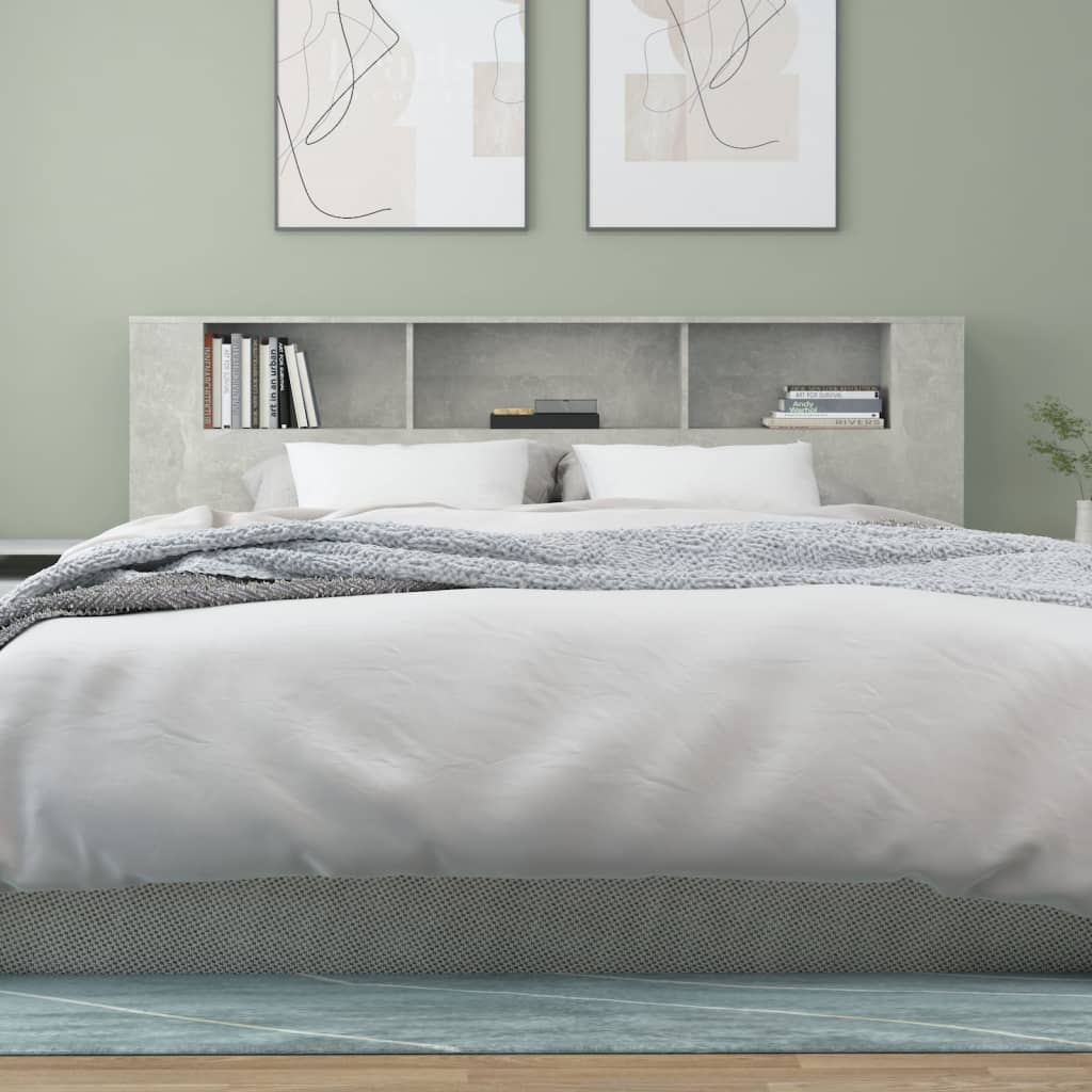 vidaXL Headboard Cabinet Concrete Grey 200x18.5x104.5 cm