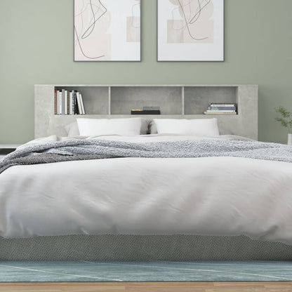 vidaXL Headboard Cabinet Concrete Grey 200x18.5x104.5 cm