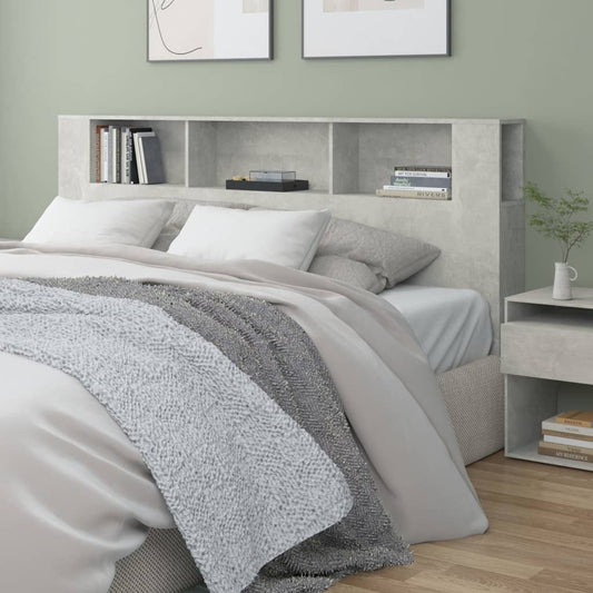 811956 vidaXL Headboard Cabinet Concrete Grey 200x18,5x104,5 cm