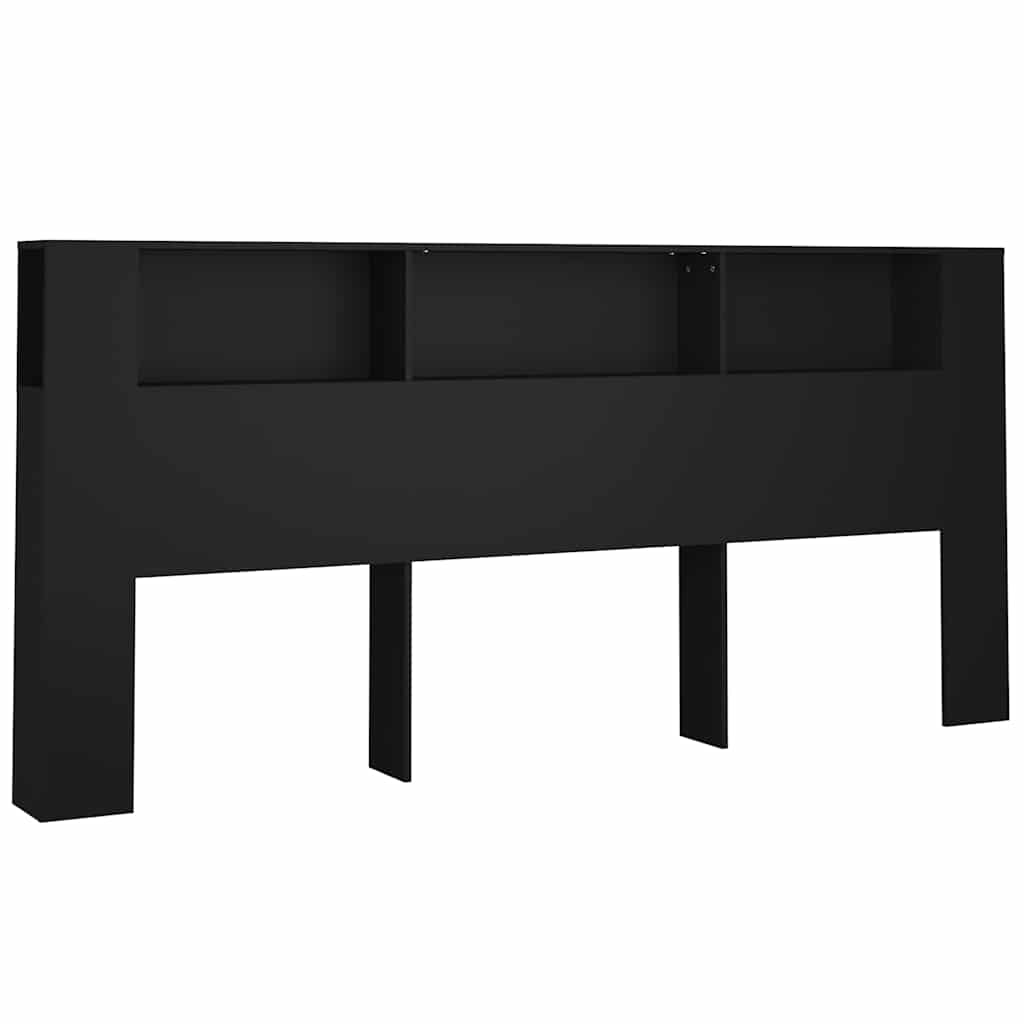 vidaXL Headboard Cabinet Black 220x18,5x104,5 cm