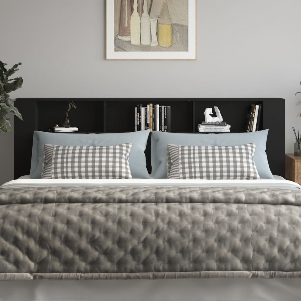 vidaXL Headboard Cabinet Black 220x18.5x104.5 cm