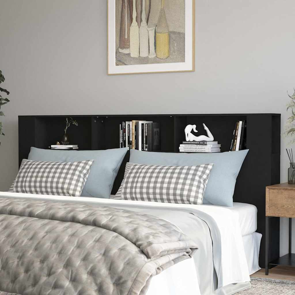 vidaXL Headboard Cabinet Black 220x18,5x104,5 cm