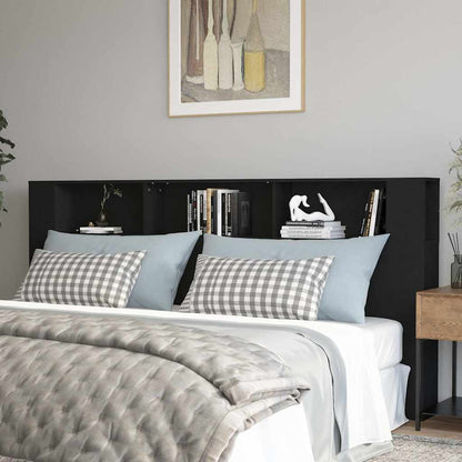 vidaXL Headboard Cabinet Black 220x18,5x104,5 cm