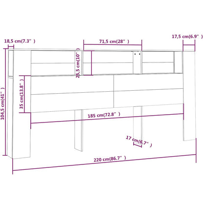 vidaXL Headboard Cabinet Sonoma Oak 220x18,5x104,5 cm