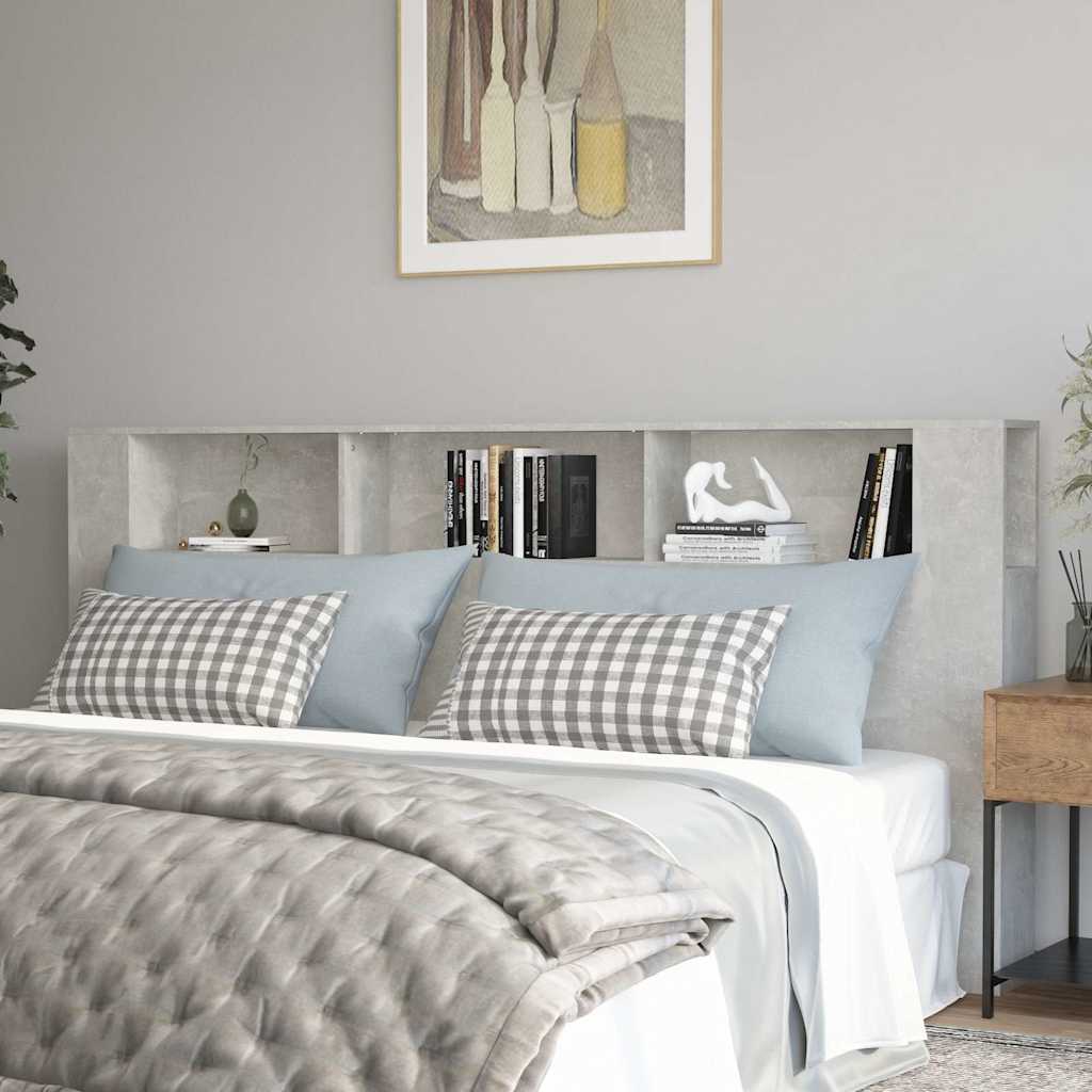 vidaXL Headboard Cabinet Concrete Grey 220x18,5x104,5 cm