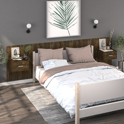 vidaXL Wall-mounted Bedside Cabinet Smoked Oak
