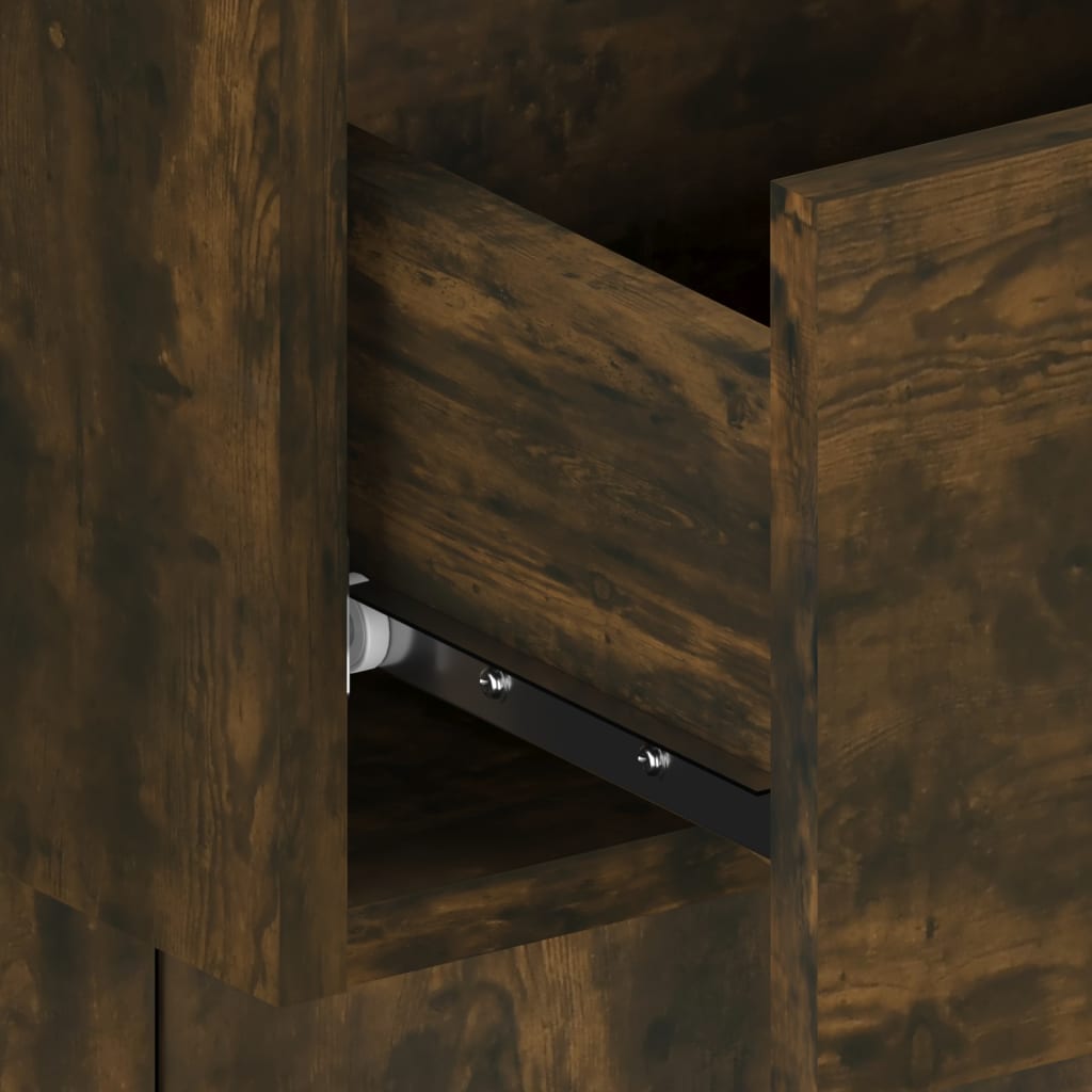 vidaXL Wall-mounted Bedside Cabinet Smoked Oak