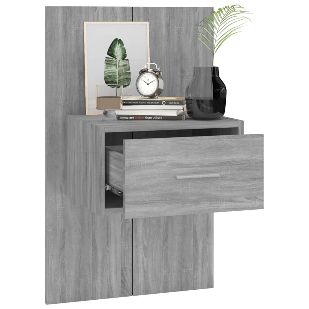vidaXL Wall-mounted Bedside Cabinet Grey Sonoma
