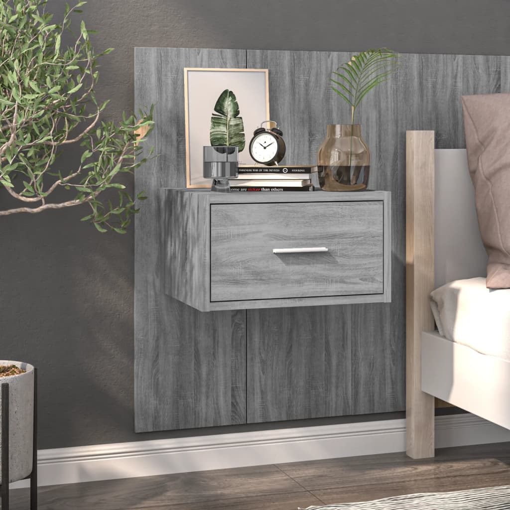 vidaXL Wall-mounted Bedside Cabinets 2 pcs Grey Sonoma