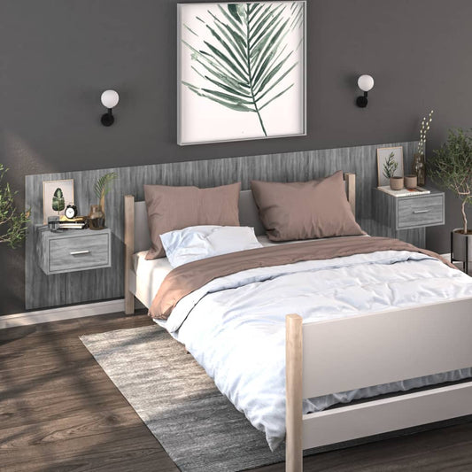 vidaXL Wall-mounted Bedside Cabinets 2 pcs Grey Sonoma