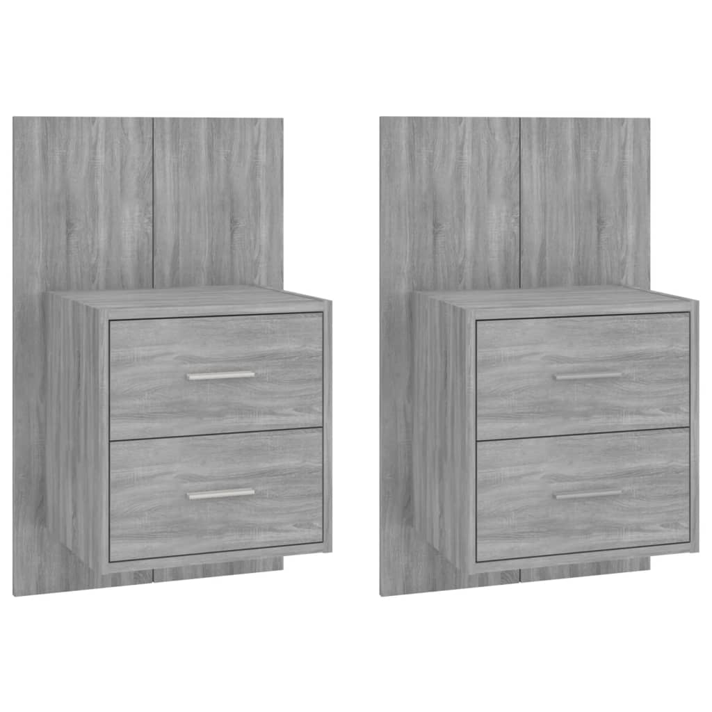 vidaXL Wall-mounted Bedside Cabinets 2 pcs Grey Sonoma