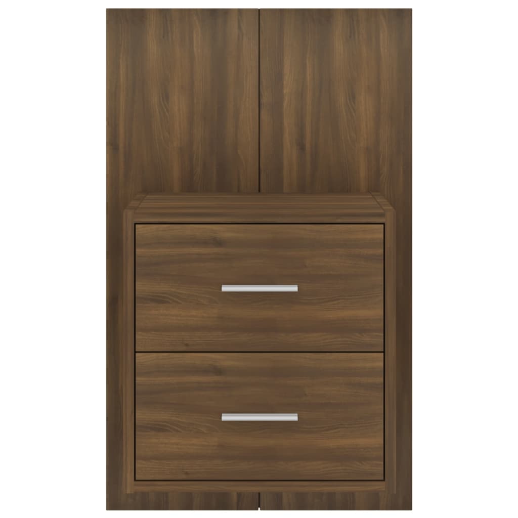 vidaXL Wall-mounted Bedside Cabinet Brown Oak
