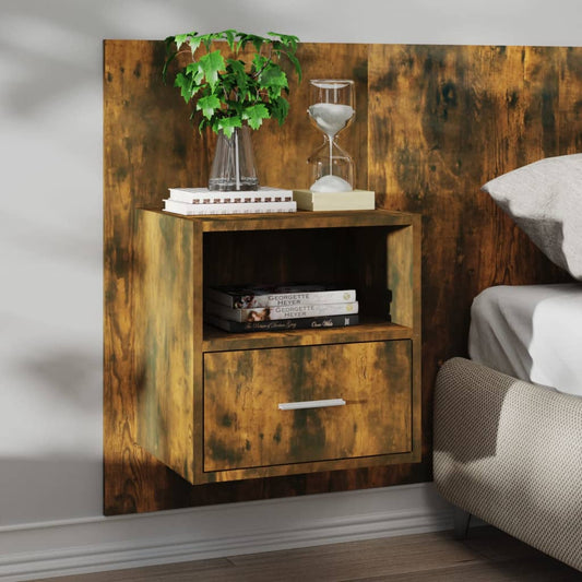 vidaXL Wall-mounted Bedside Cabinet Smoked Oak