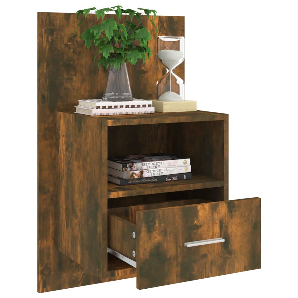 vidaXL Wall-mounted Bedside Cabinets 2 pcs Smoked Oak