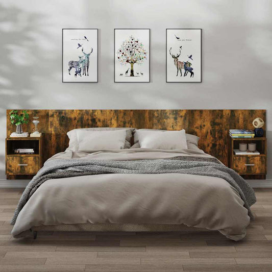 vidaXL Wall-mounted Bedside Cabinets 2 pcs Smoked Oak