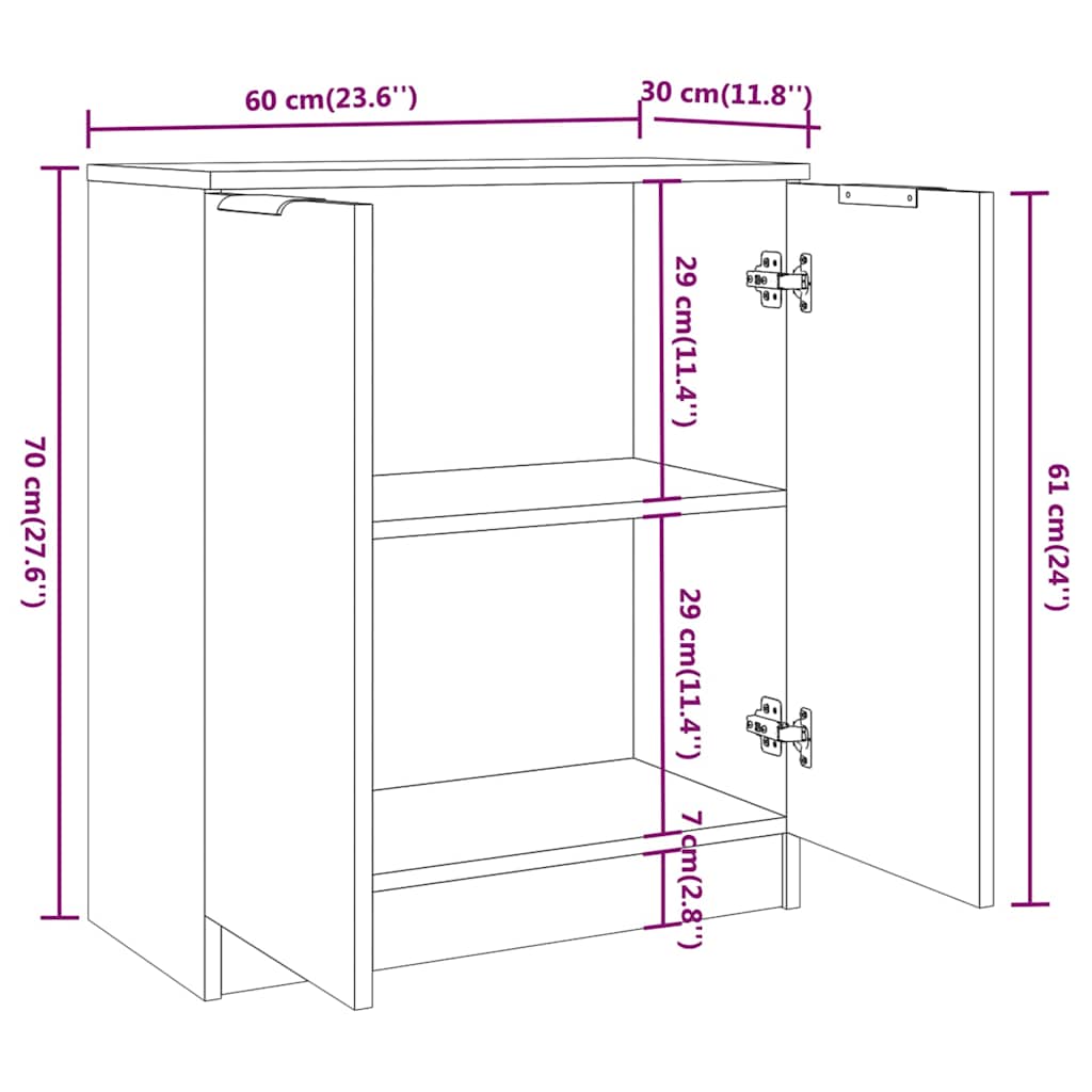 vidaXL Sideboard Grey Sonoma 60x30x70 cm Engineered Wood