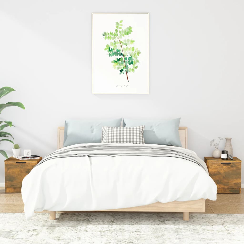 vidaXL Bedside Cabinets 2 pcs Smoked Oak 40x39x40 cm